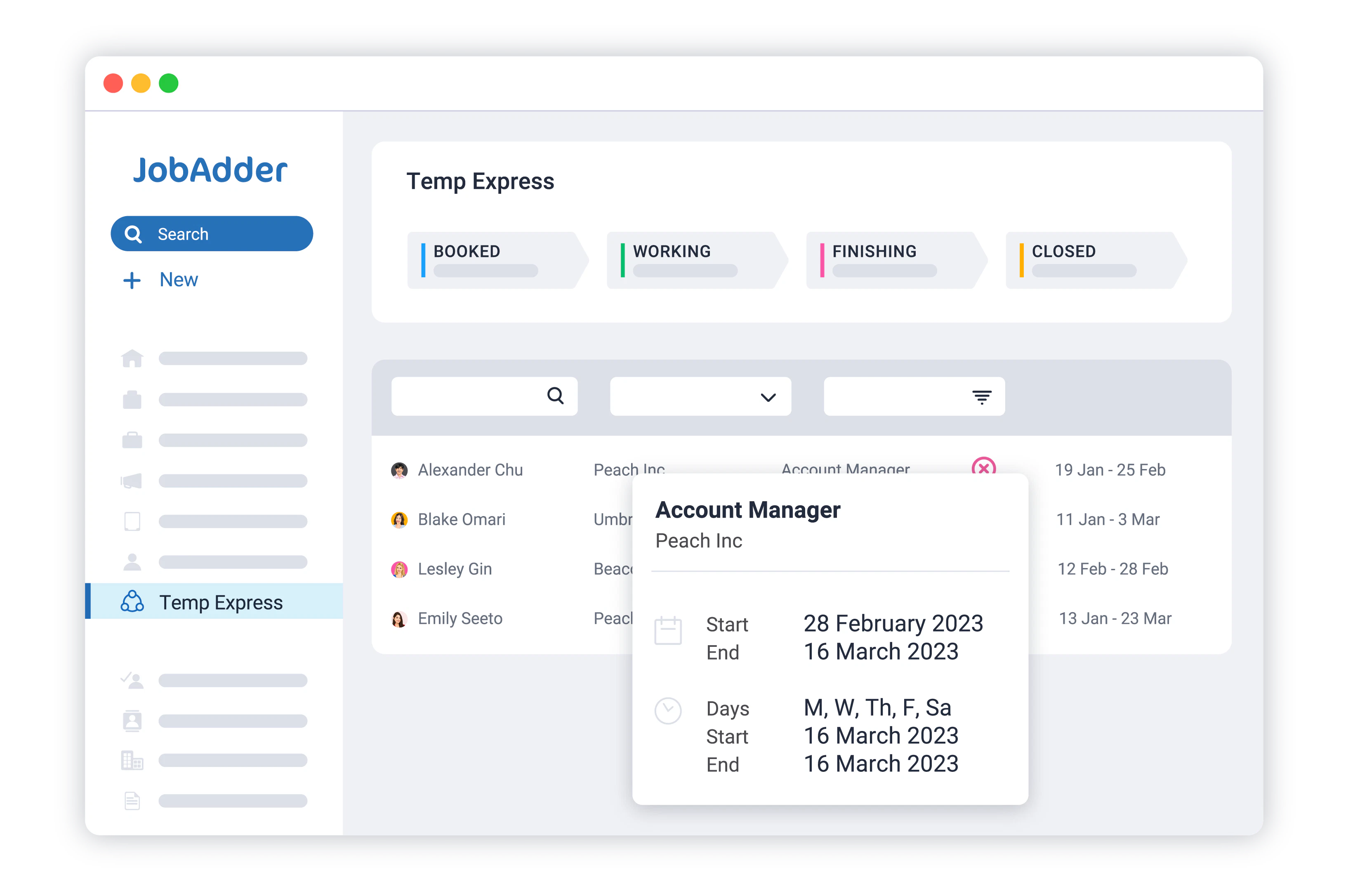 screenshot of JobAdder