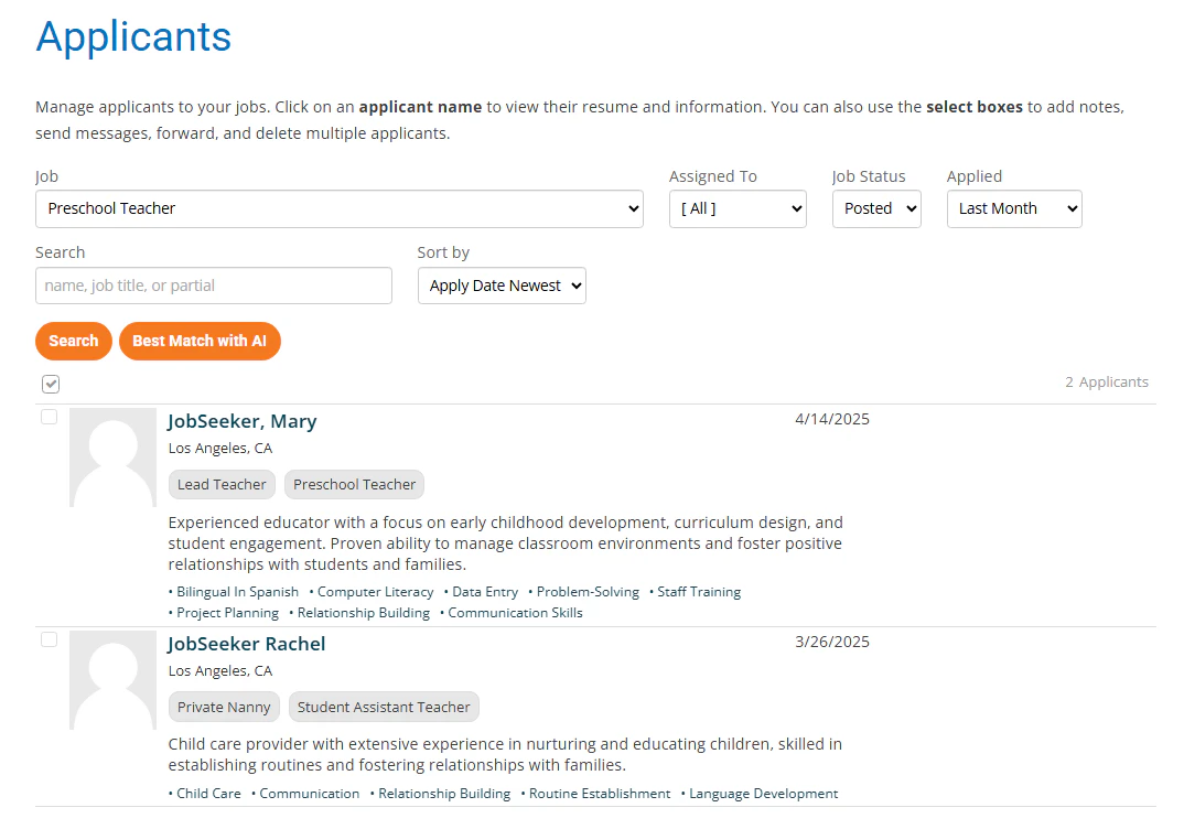 screenshot of JobBoardHQ