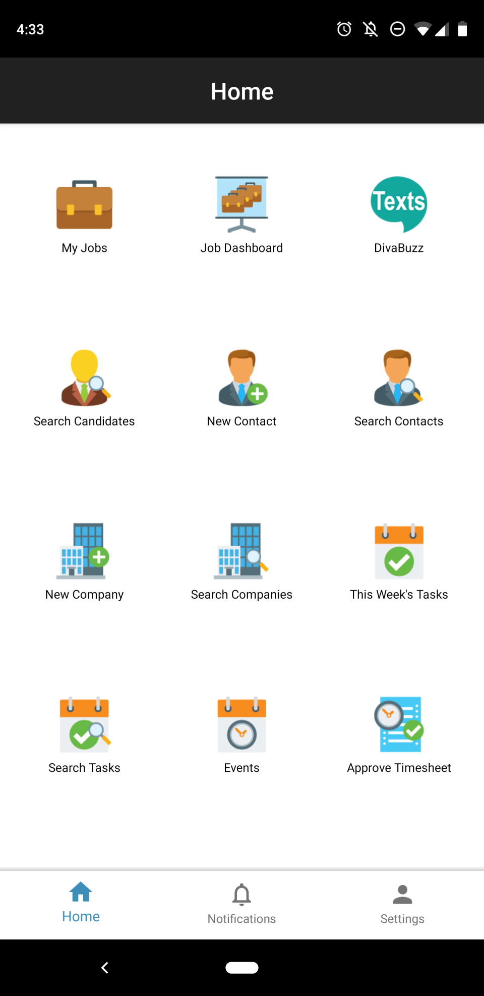 screenshot of JobDiva