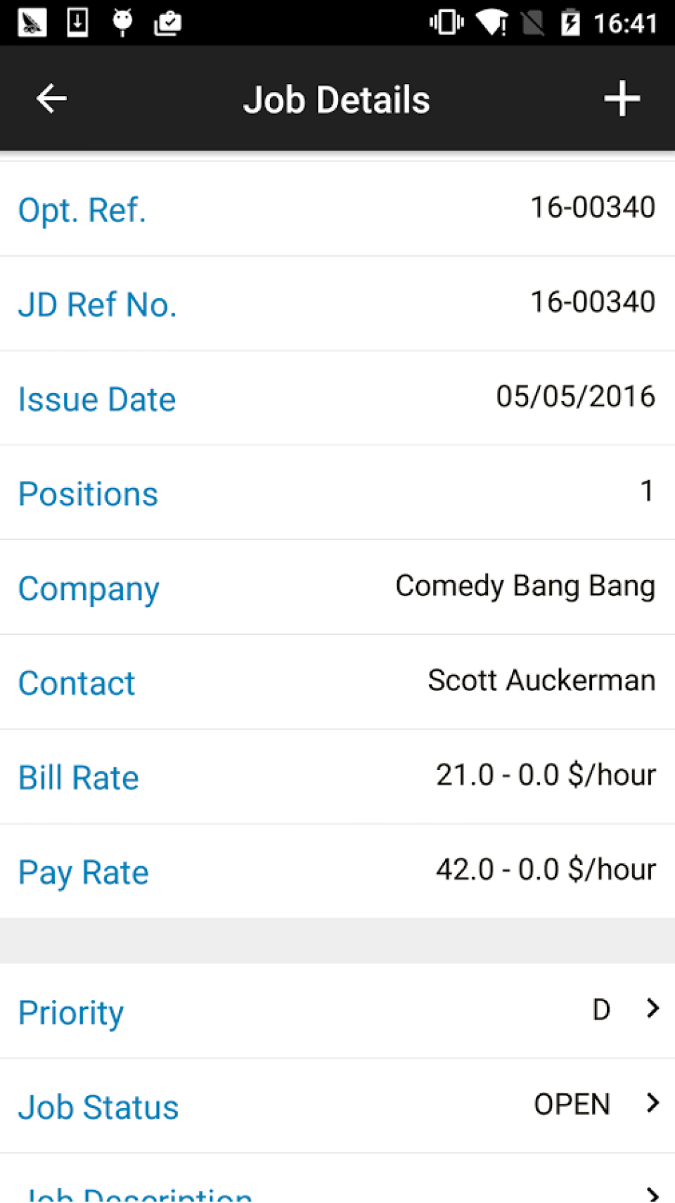 screenshot of JobDiva