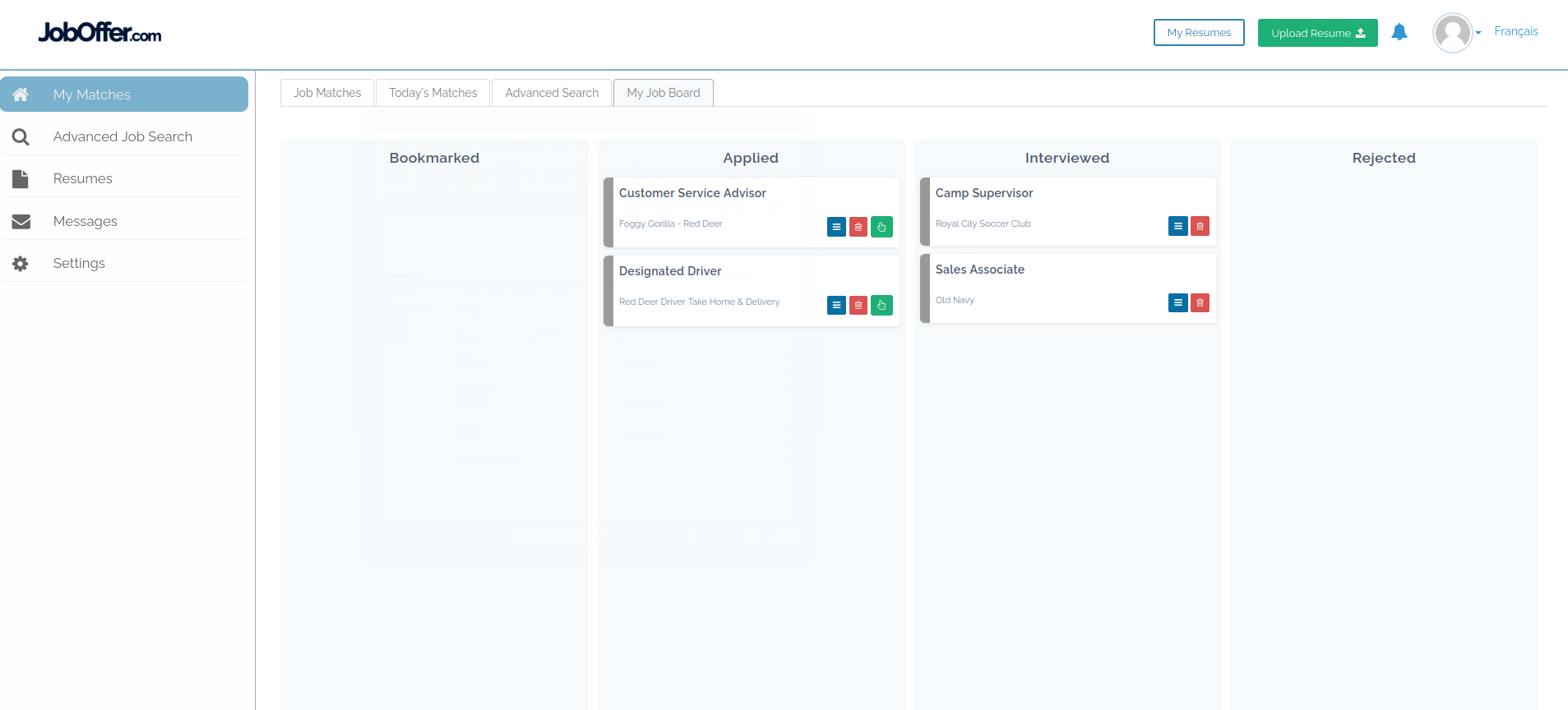 screenshot of JobOffer.com