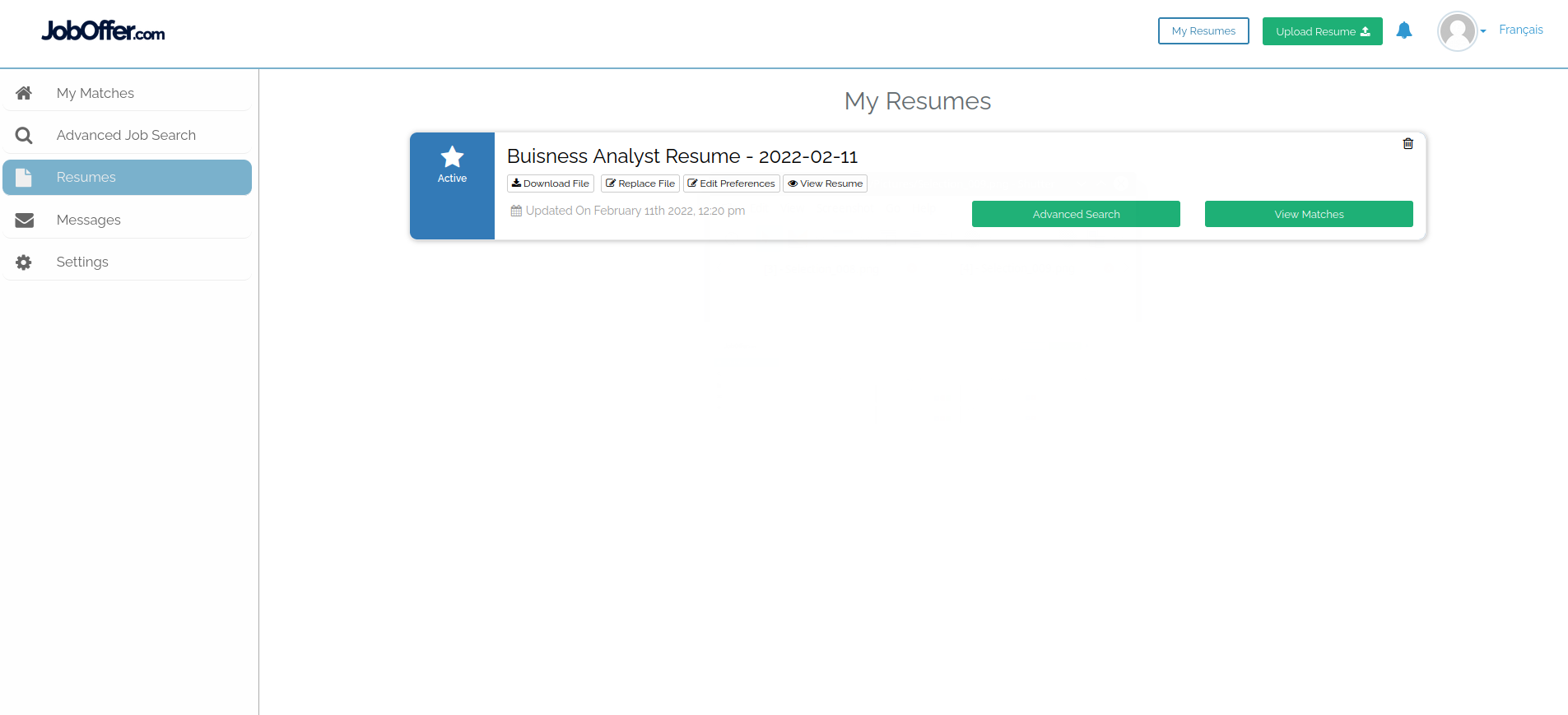 screenshot of JobOffer.com