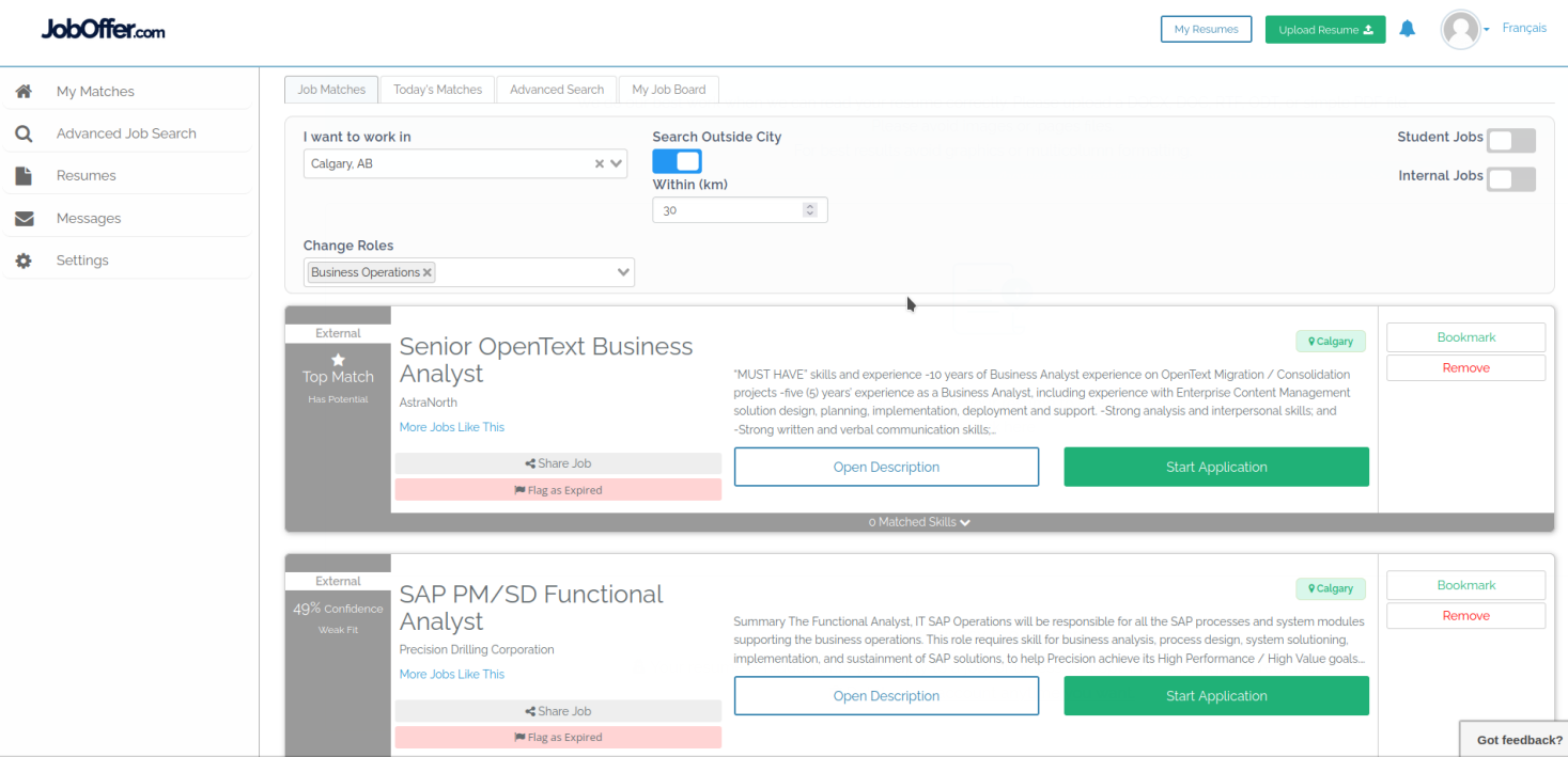 screenshot of JobOffer.com