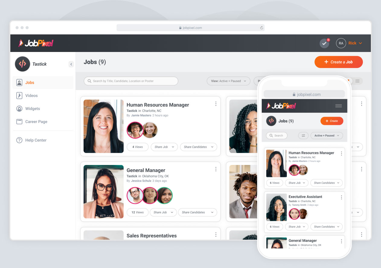 screenshot of JobPixel