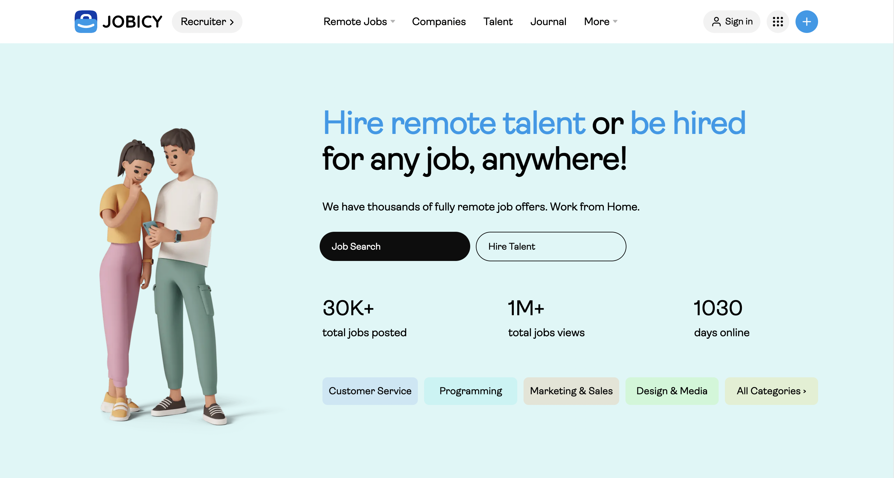 screenshot of Jobicy