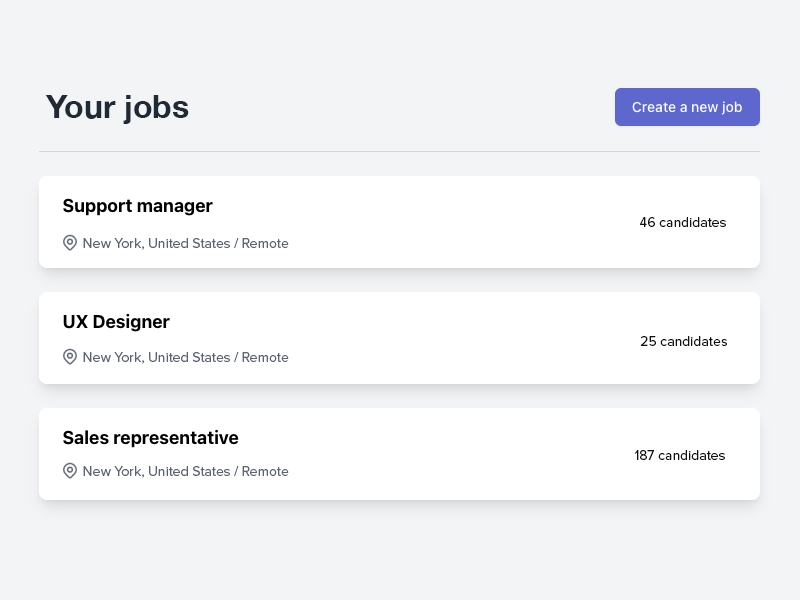 screenshot of Jobspage