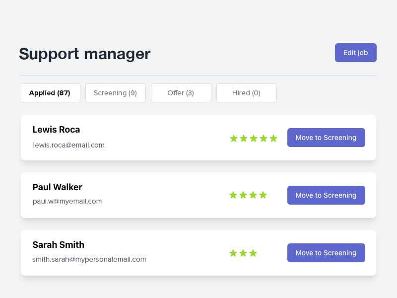 screenshot of Jobspage