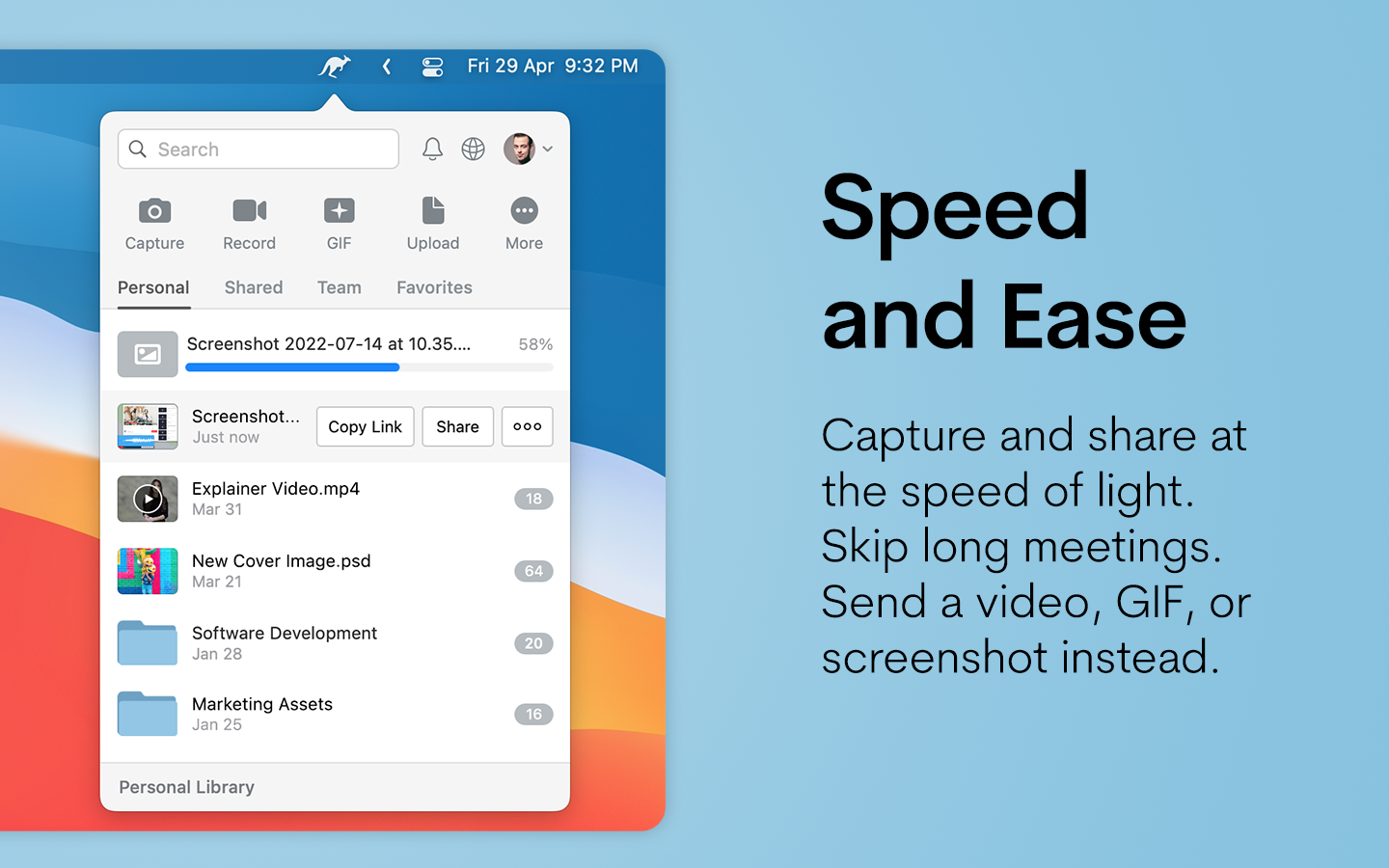 screenshot of Jumpshare