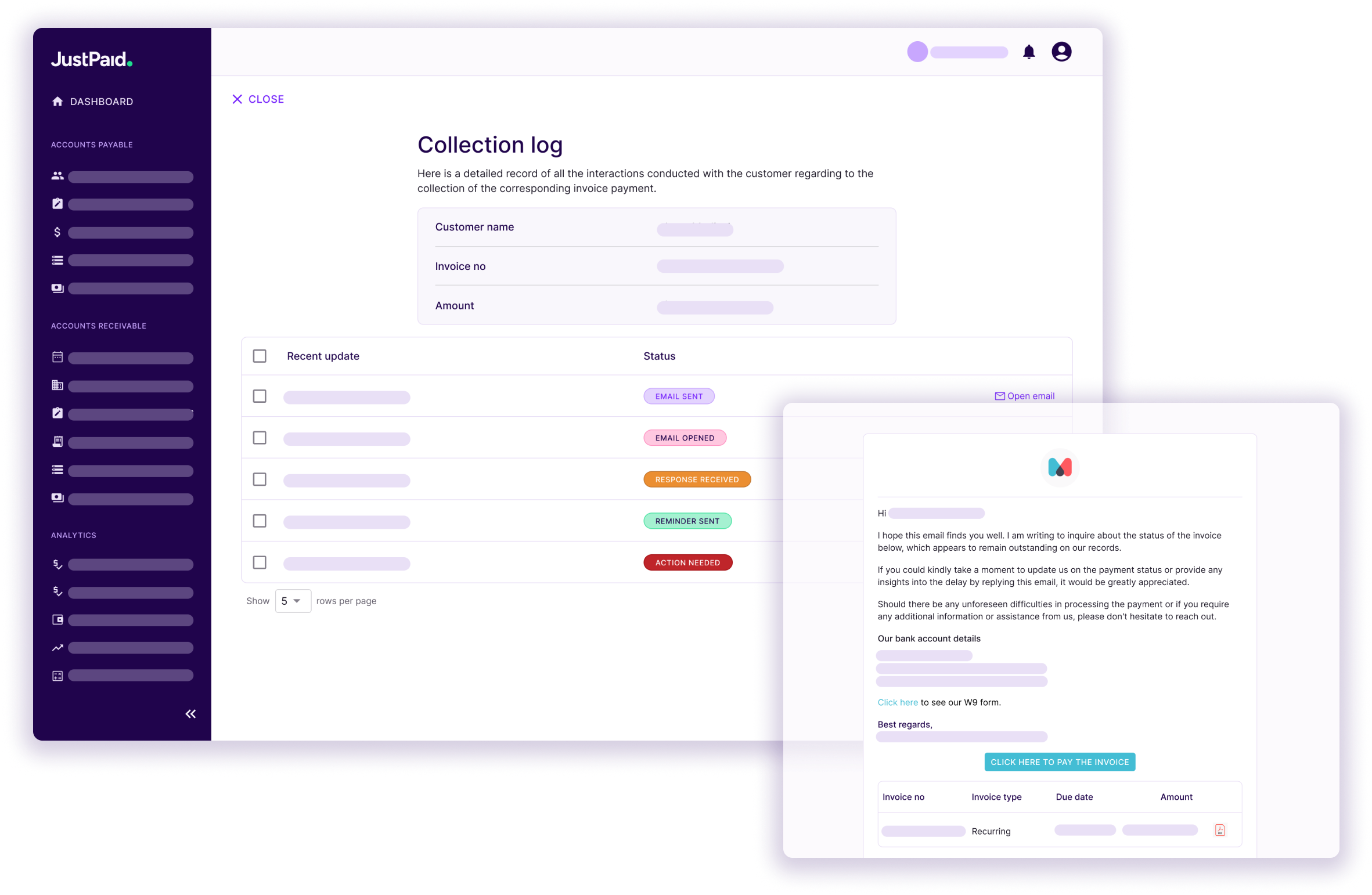 screenshot of JustPaid