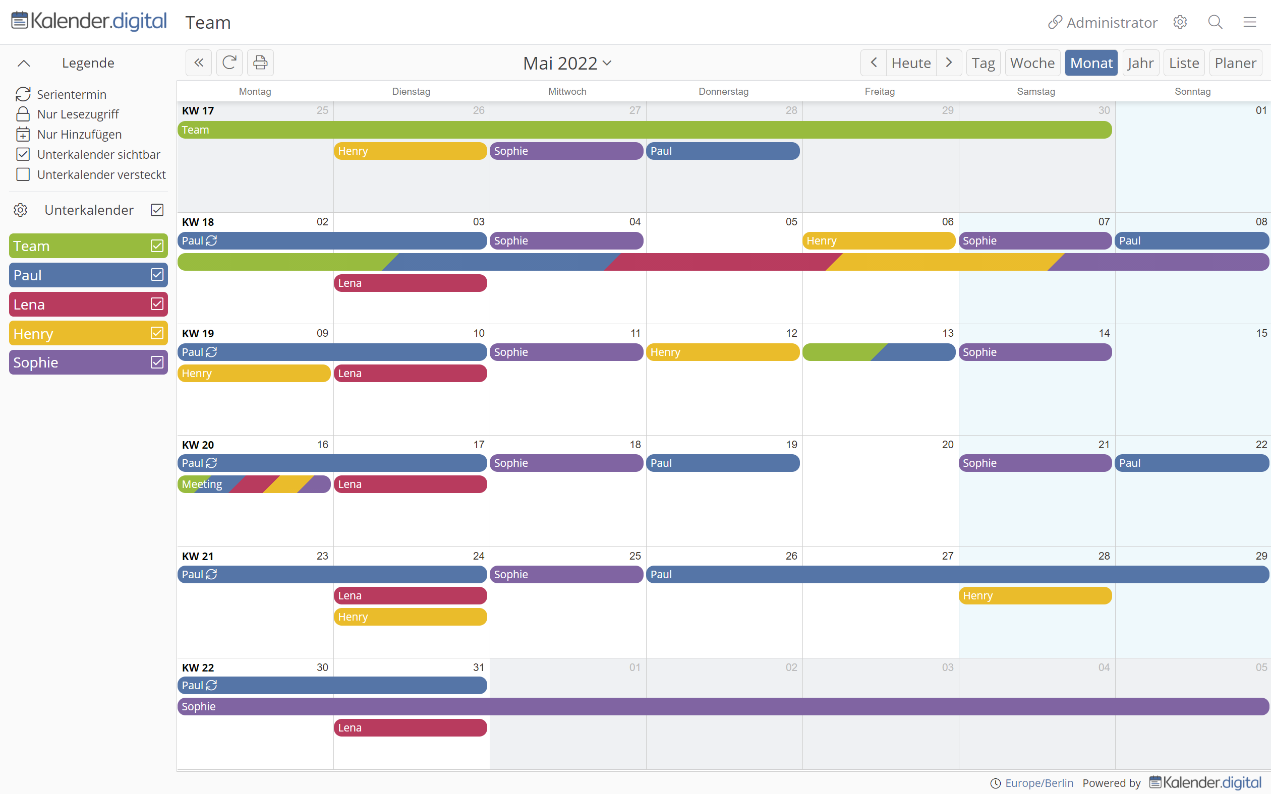 screenshot of Kalender.digital