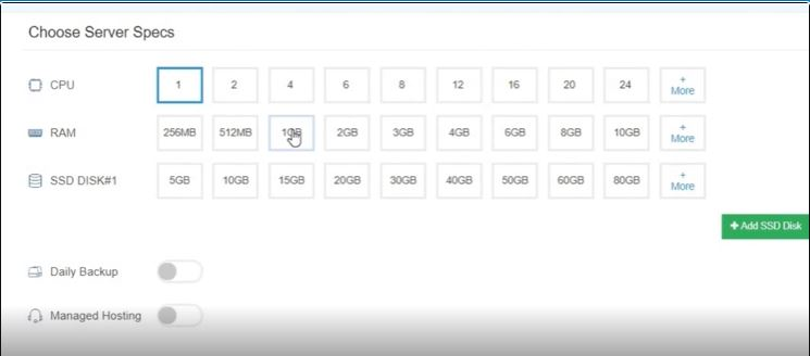 screenshot of Kamatera