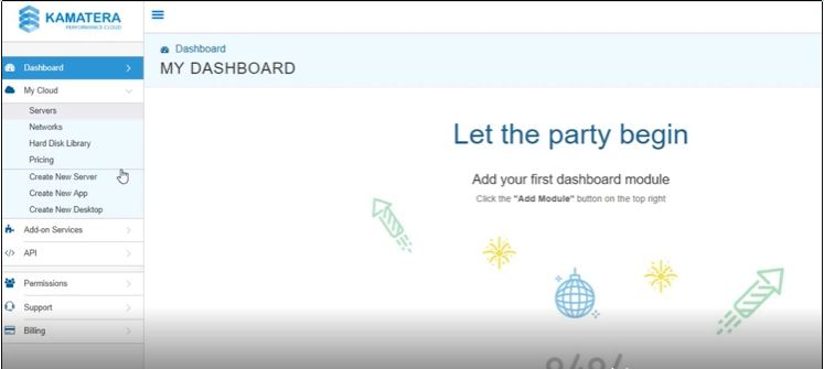 screenshot of Kamatera