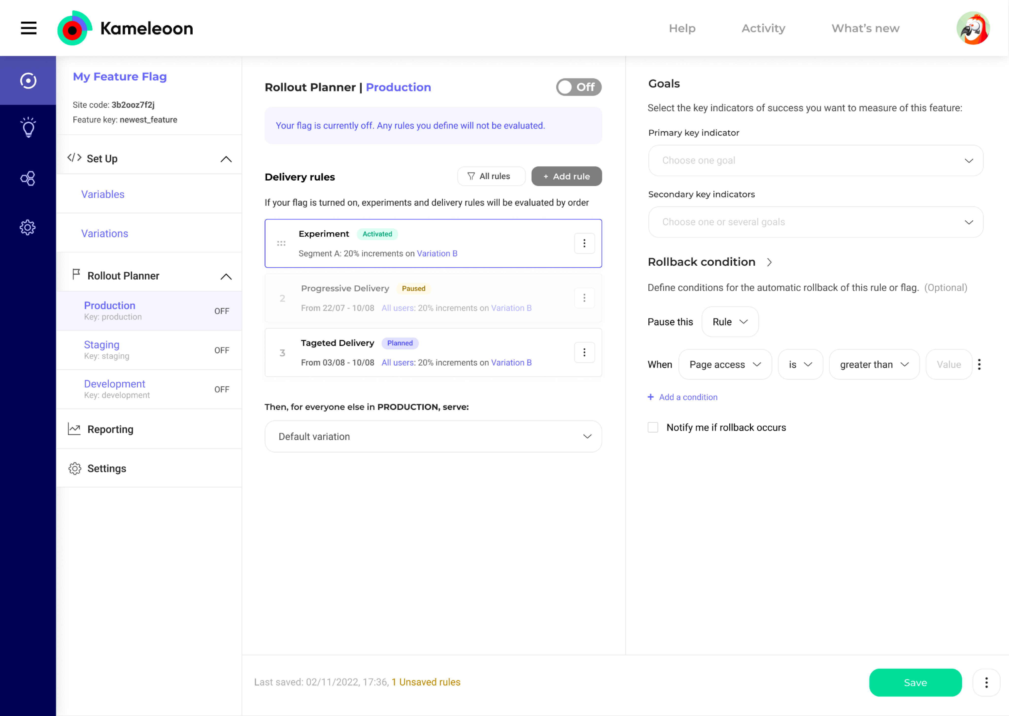 screenshot of Kameleoon