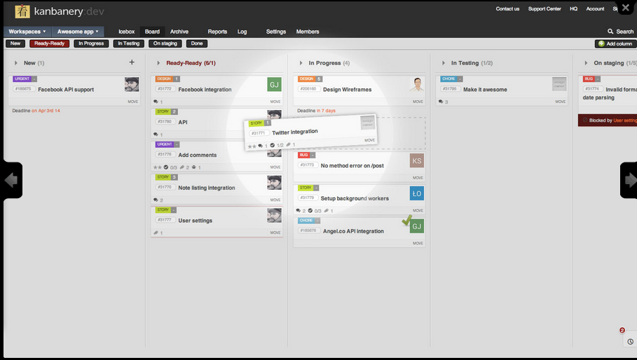 screenshot of Kanbanery