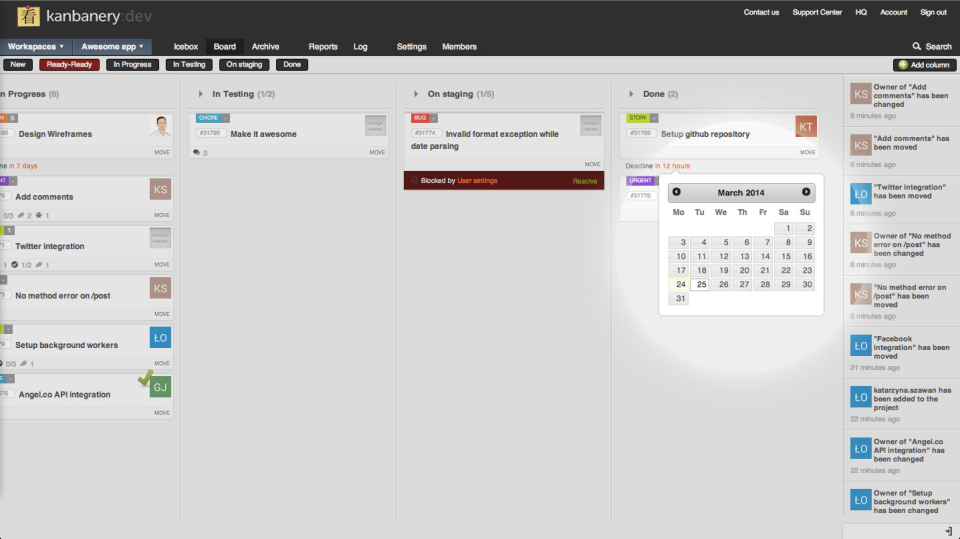 screenshot of Kanbanery