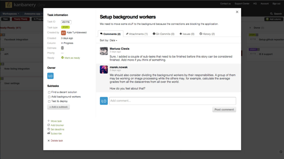 screenshot of Kanbanery