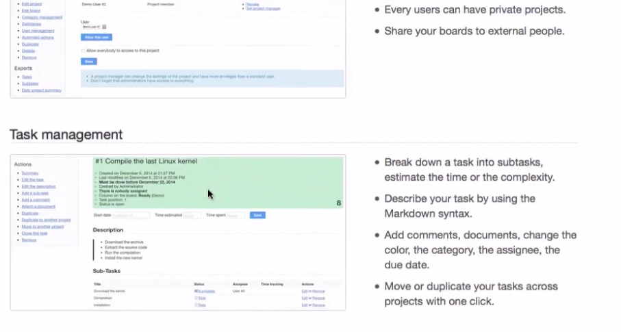 screenshot of Kanboard