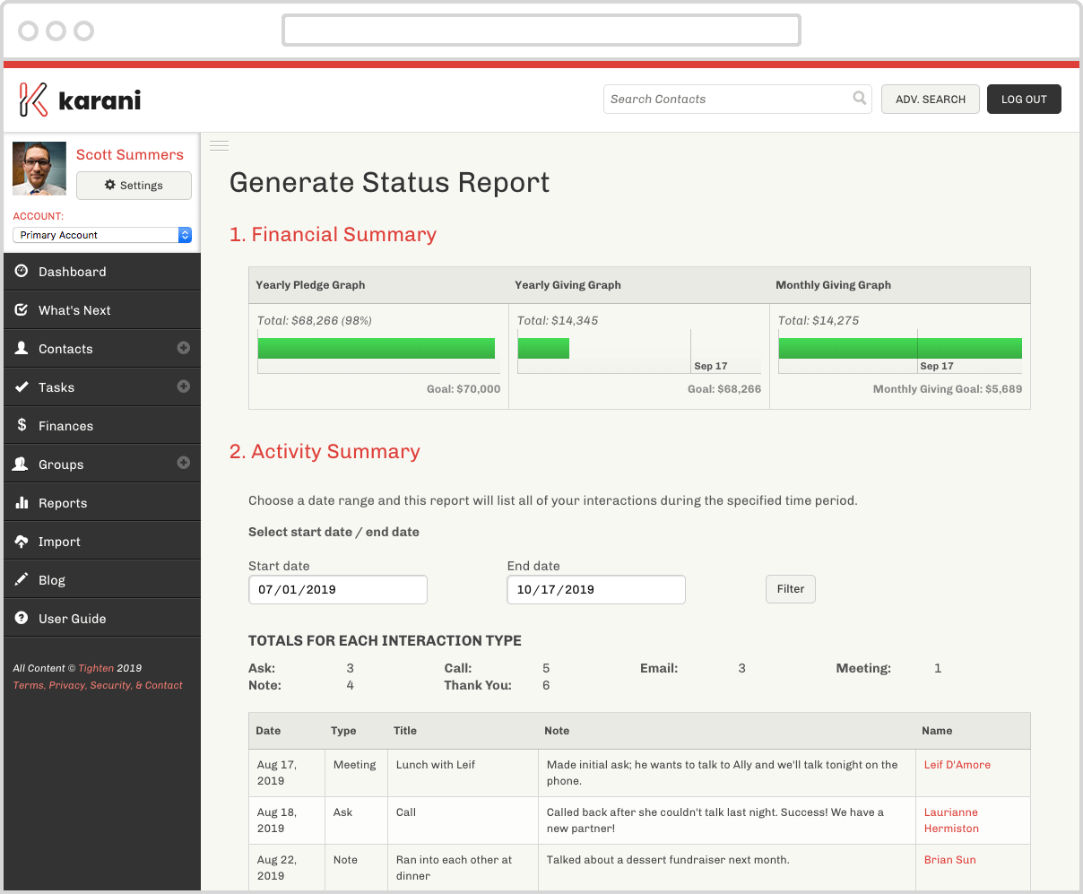 screenshot of Karani