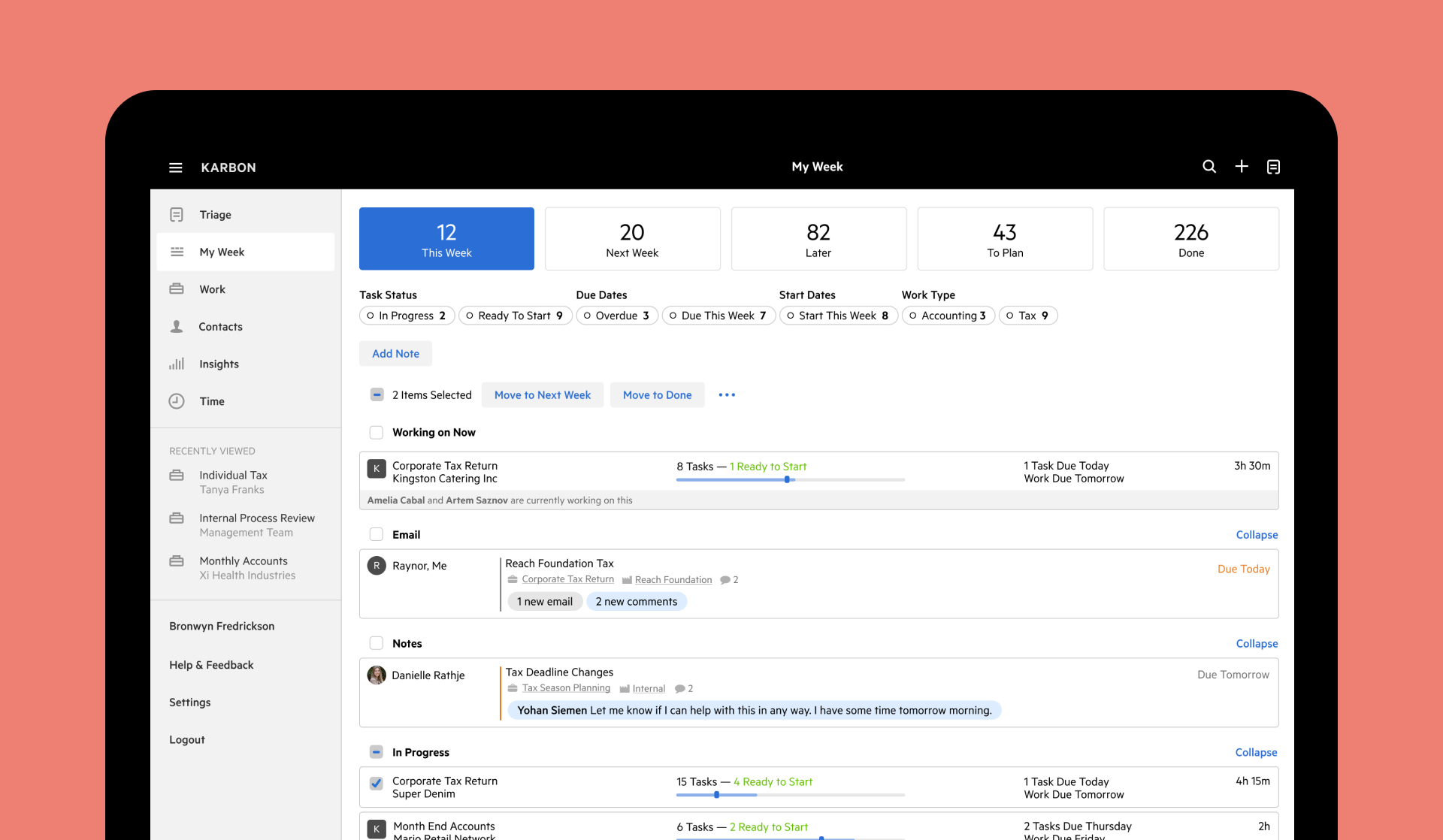 screenshot of Karbon