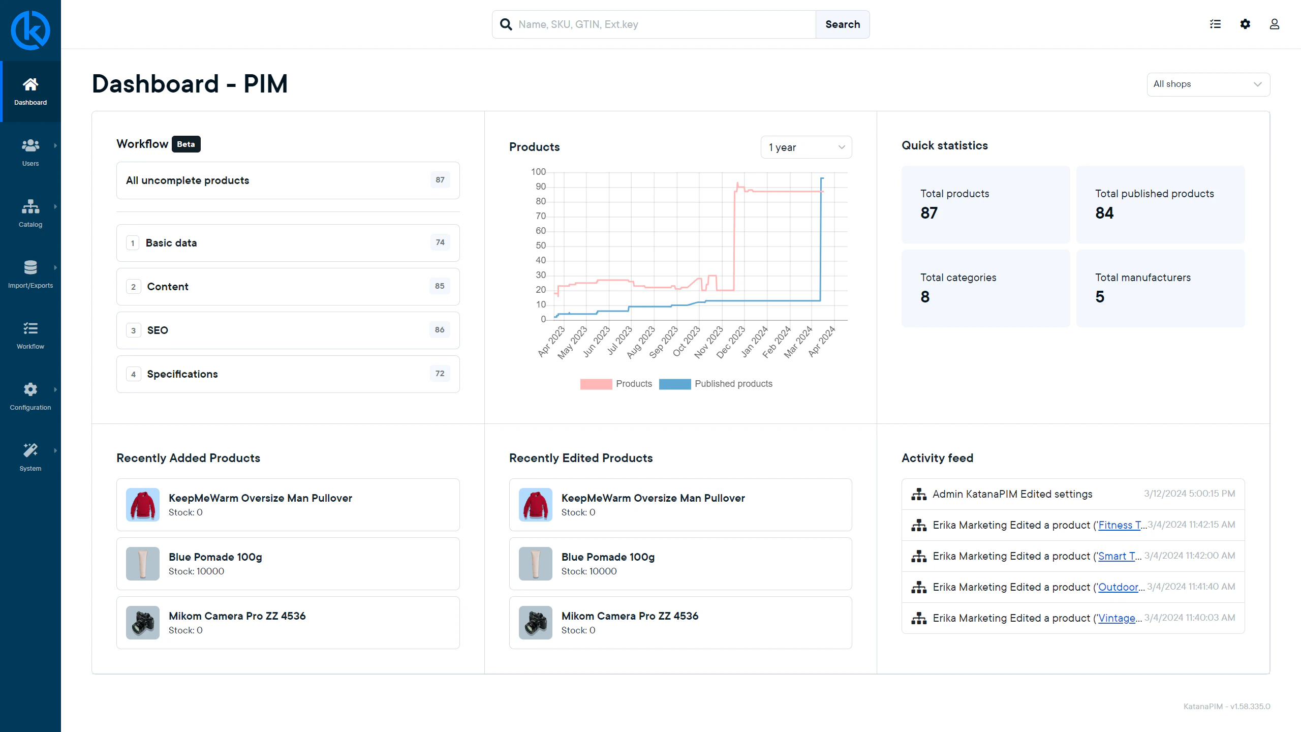 screenshot of KatanaPIM