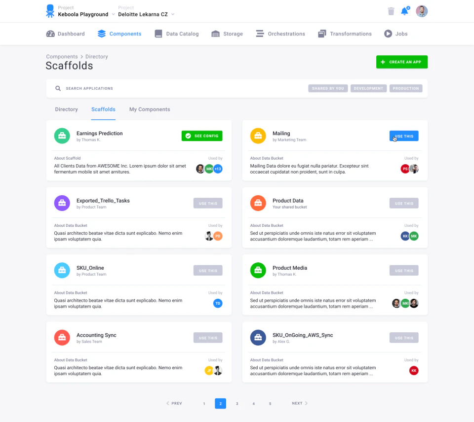 screenshot of Keboola