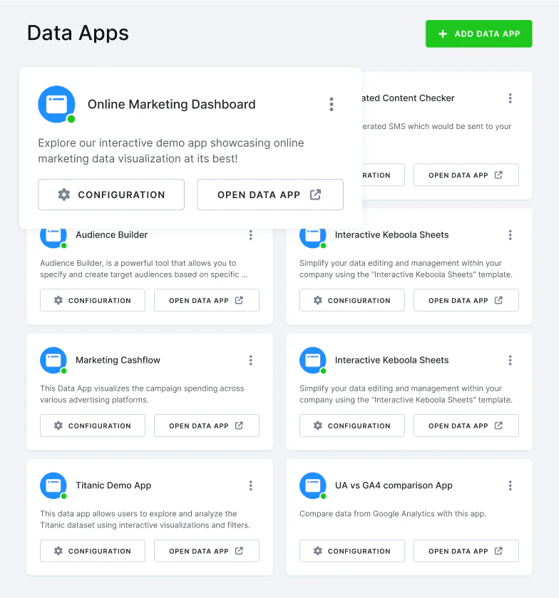 screenshot of Keboola