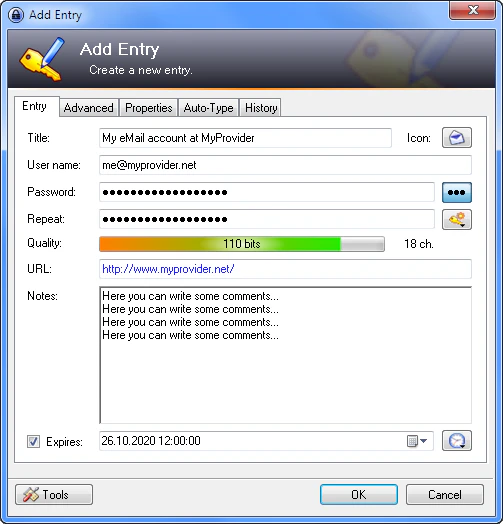 screenshot of KeePass