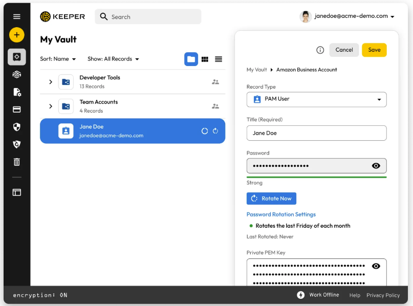 screenshot of KeeperPAM