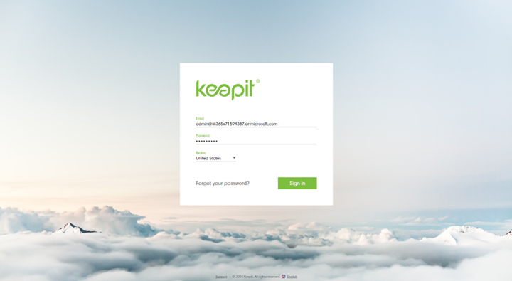 screenshot of Keepit