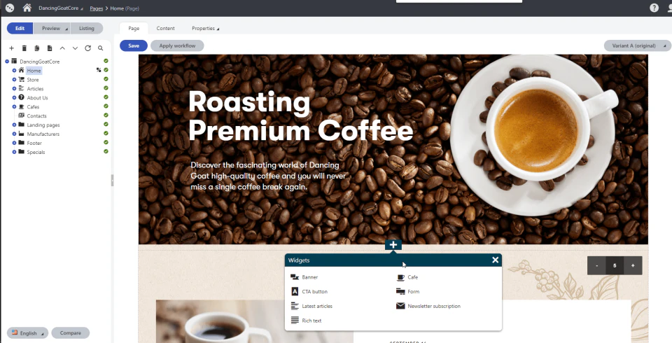 screenshot of Kentico