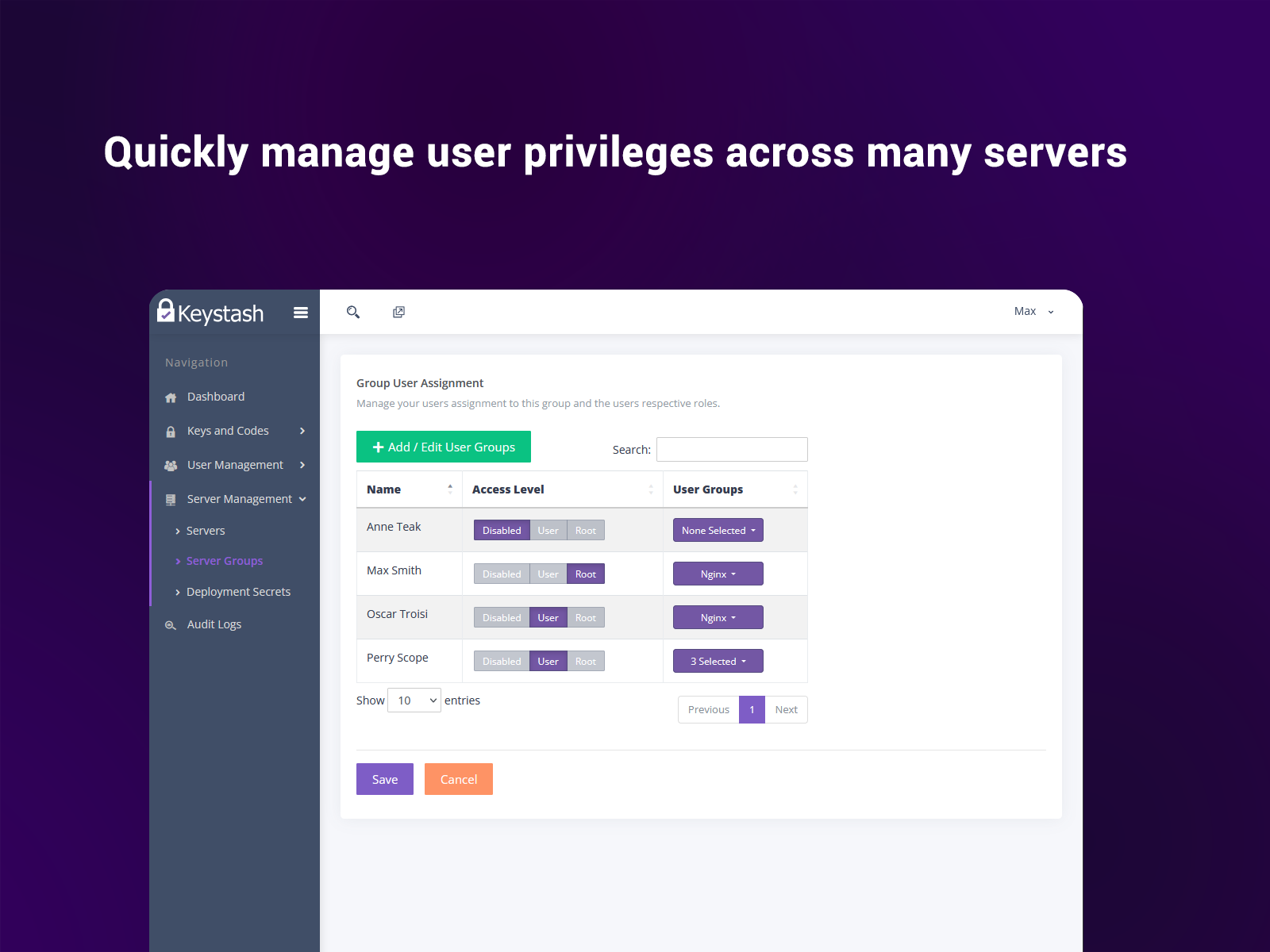 screenshot of Keystash