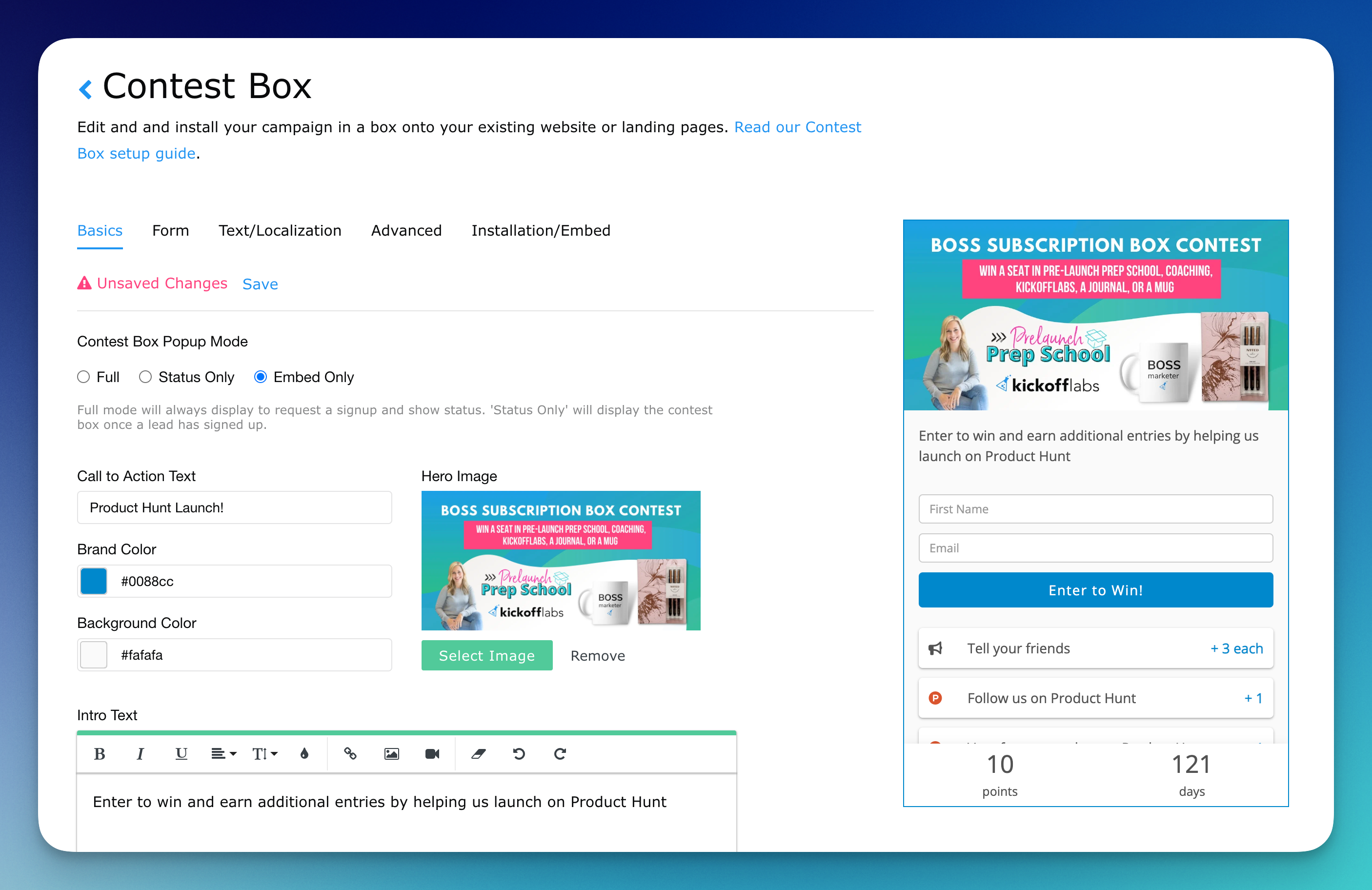 screenshot of KickoffLabs