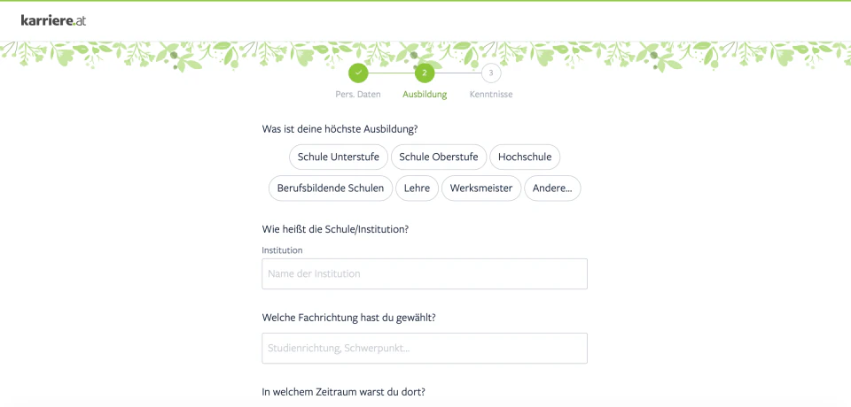 screenshot of Kickresume