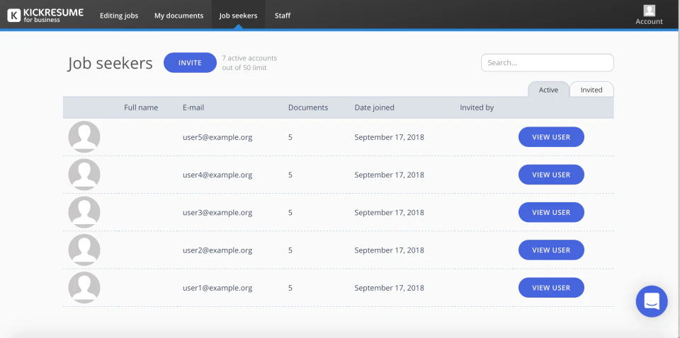 screenshot of Kickresume