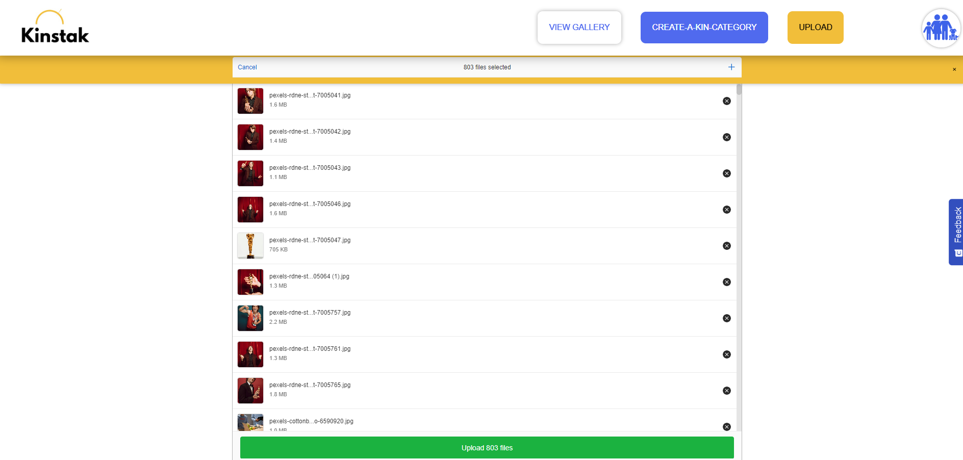 screenshot of Kinstak