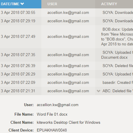 screenshot of Kiteworks