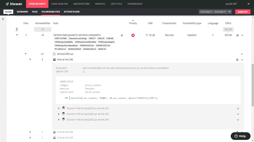screenshot of Kiuwan