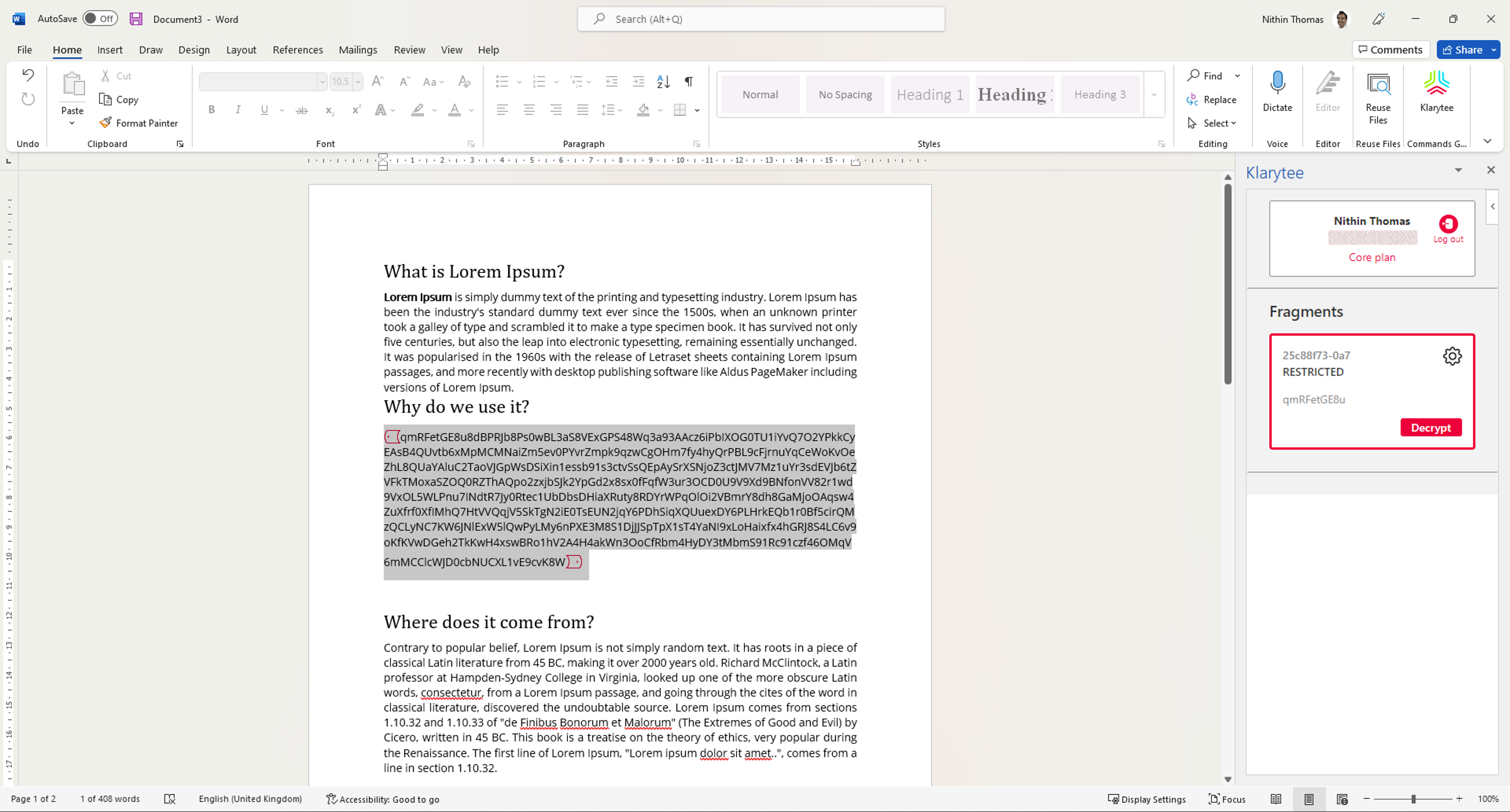 screenshot of Klarytee