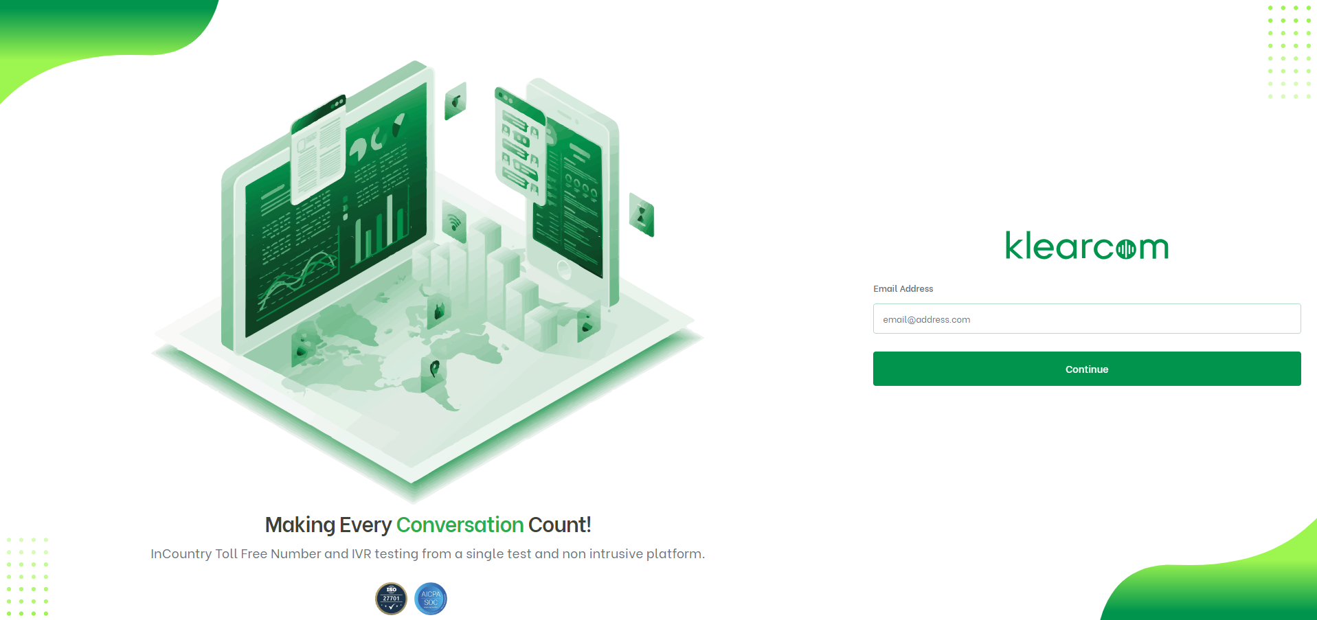 screenshot of Klearcom
