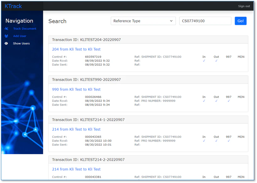 screenshot of Kleinschmidt