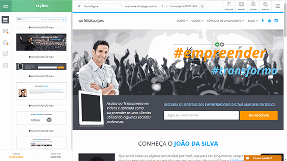 screenshot of Klickpages