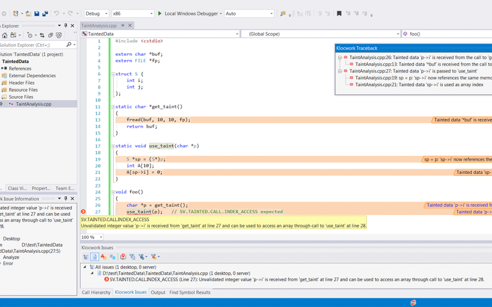 screenshot of Klocwork