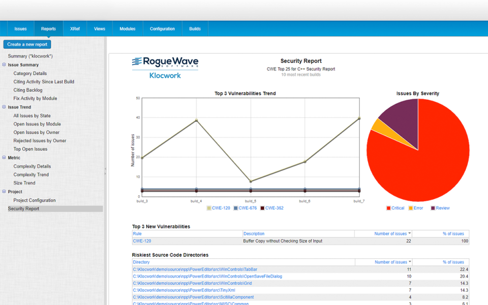 screenshot of Klocwork