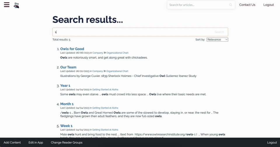 screenshot of KnowledgeOwl