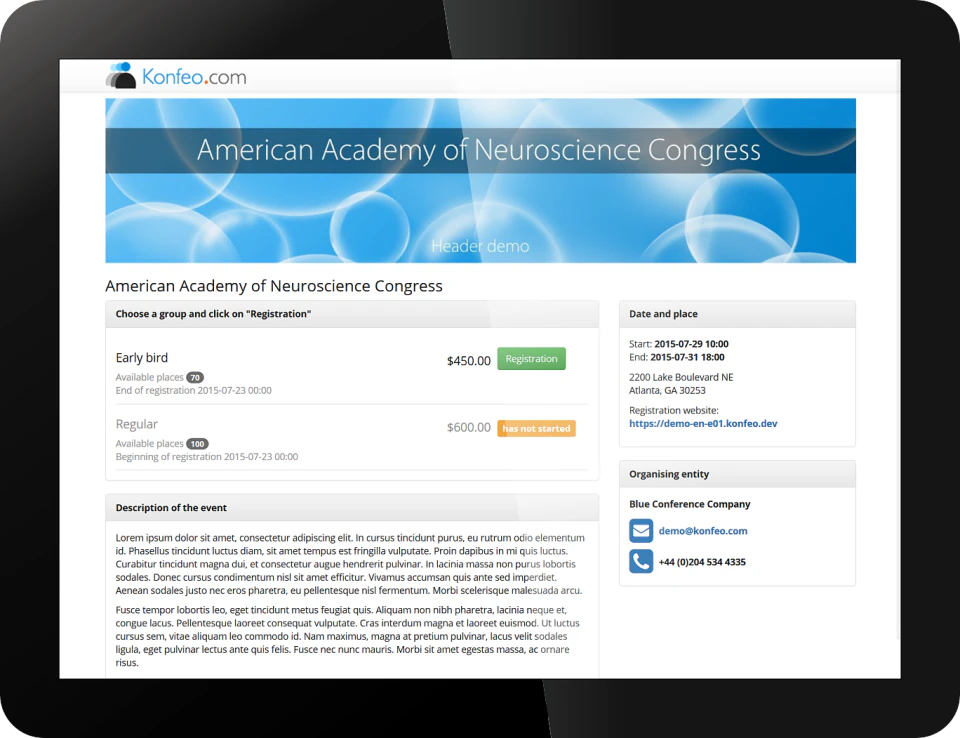 screenshot of Konfeo