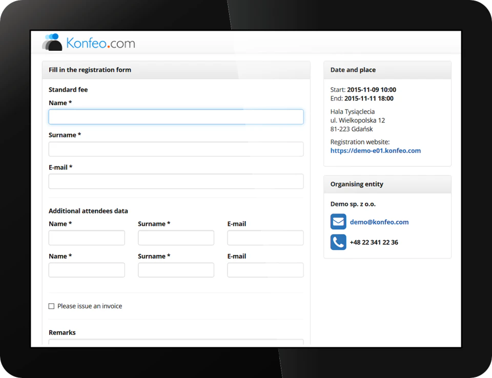 screenshot of Konfeo