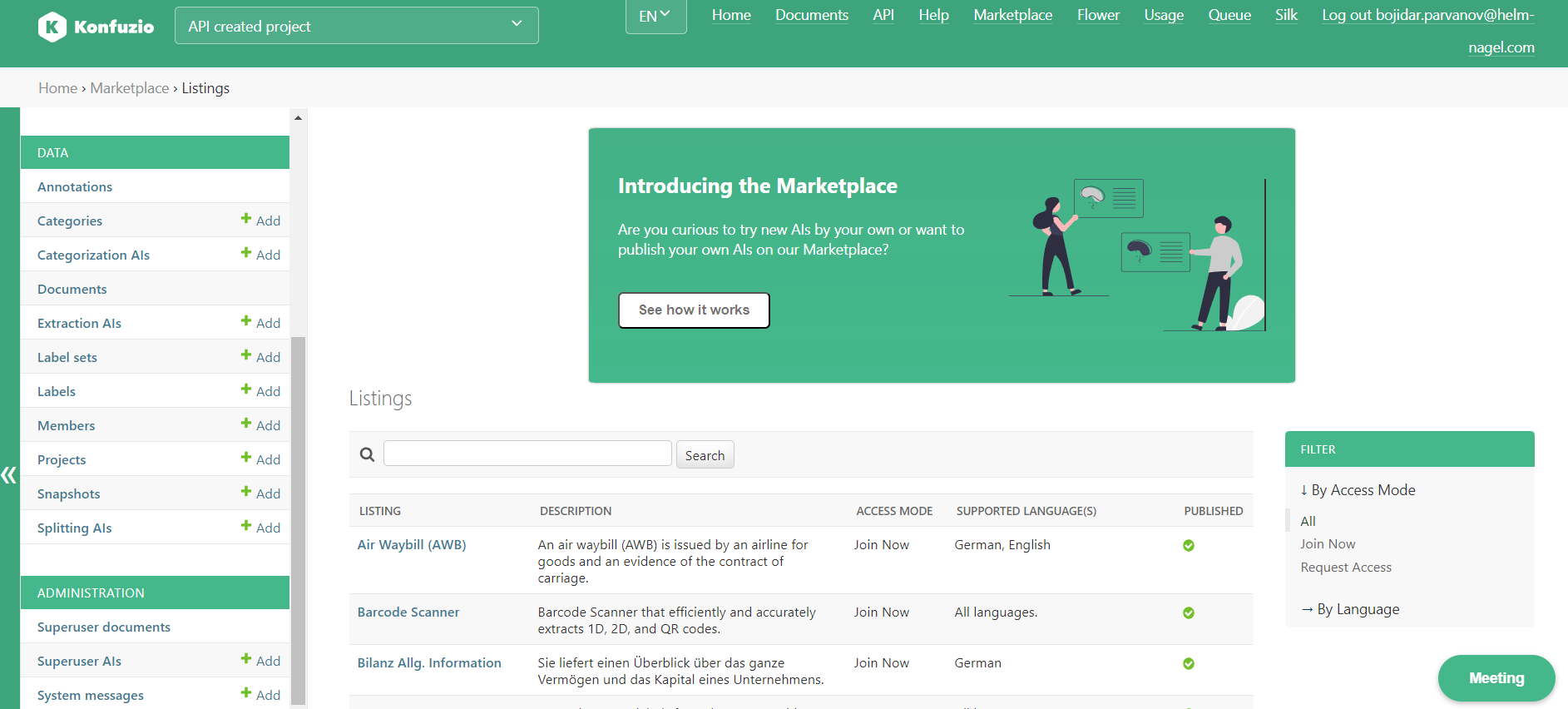 screenshot of Konfuzio