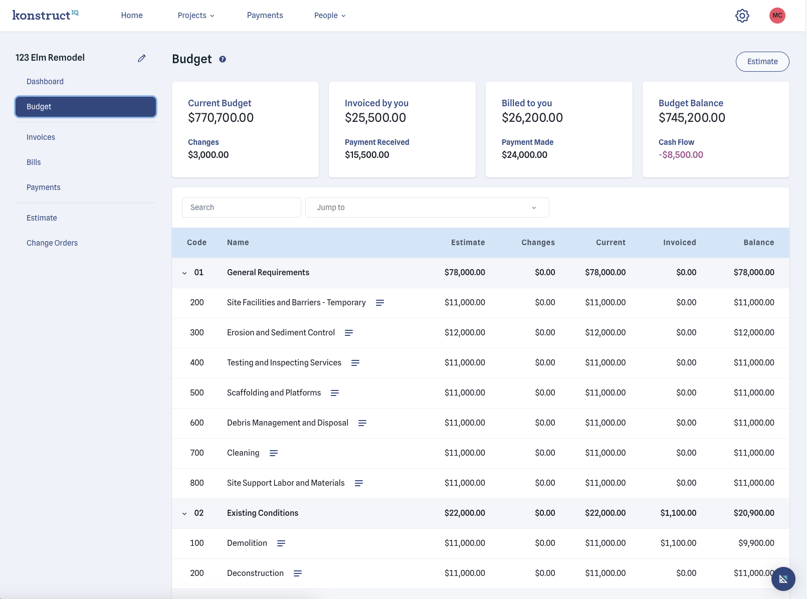 screenshot of KonstructIQ