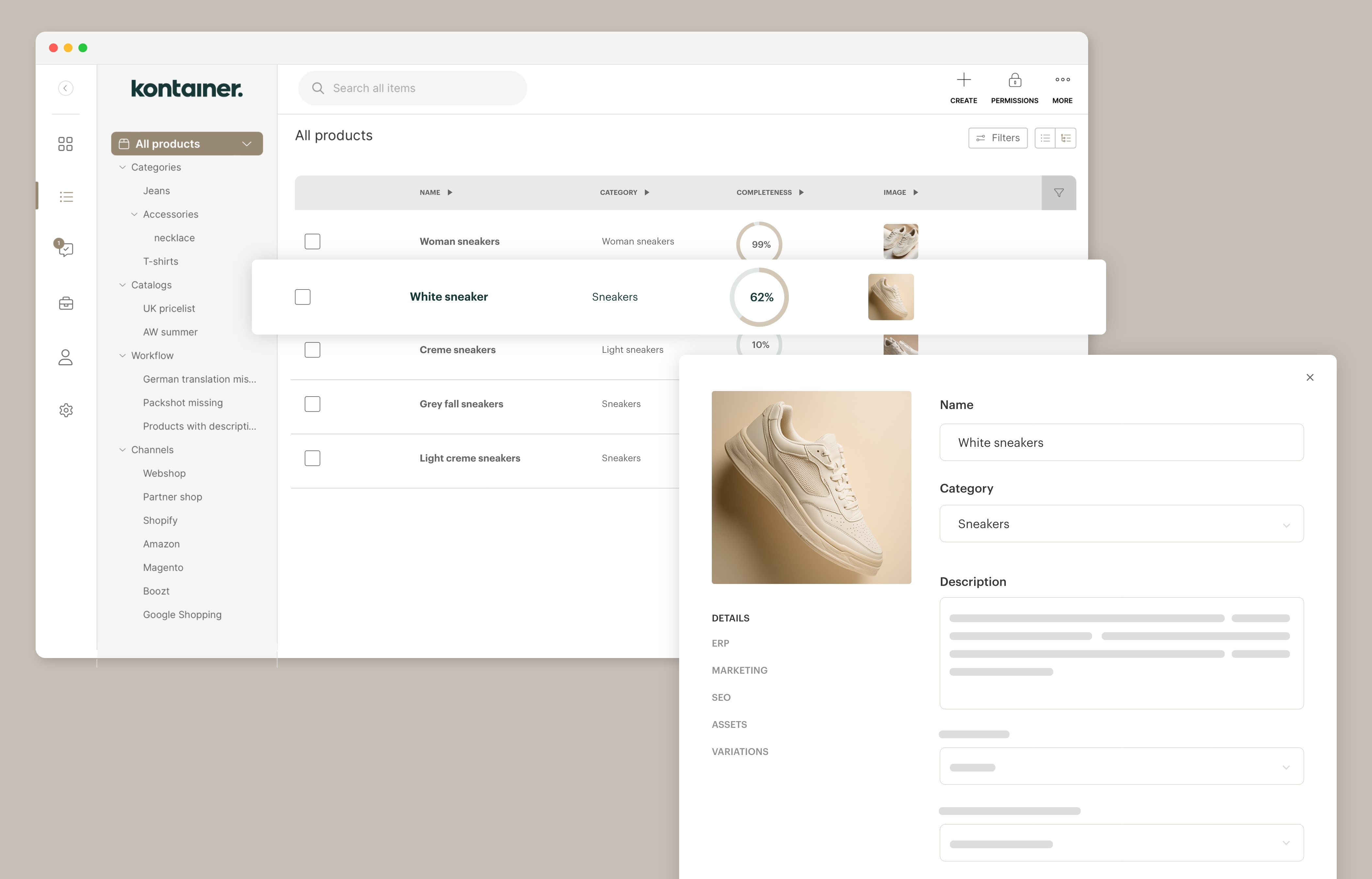 screenshot of Kontainer