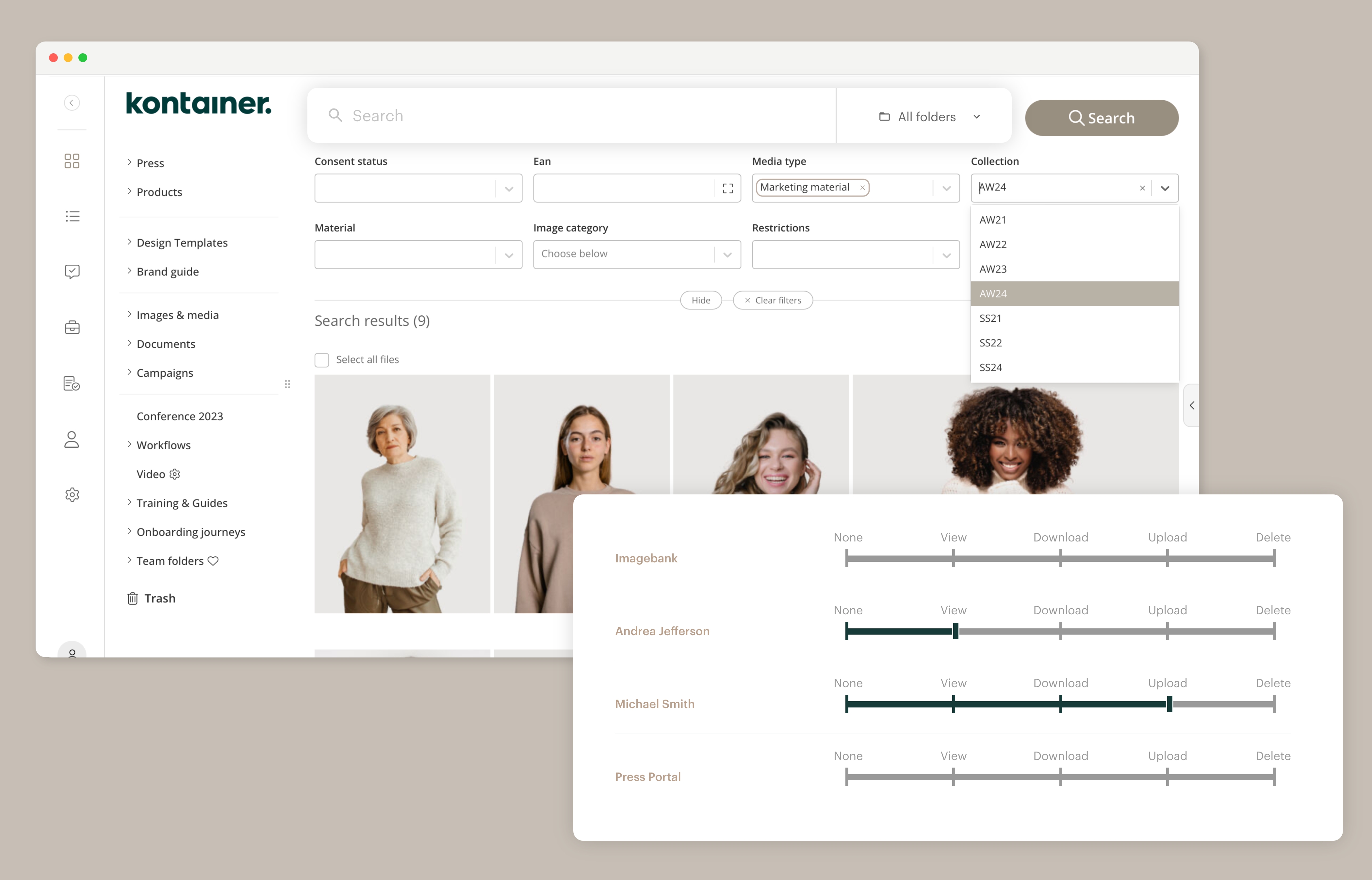 screenshot of Kontainer